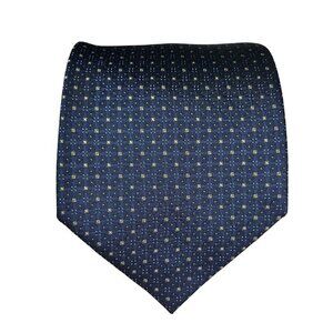 Daniel De Fasson blue patterned tie men's 100% silk necktie 4" wide 58" long